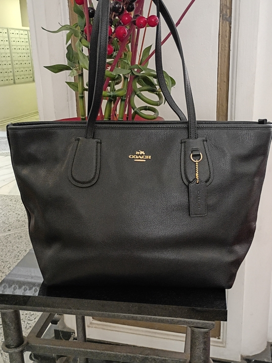 Coach Handbags - Coach Taxi Leather Zip Top Tote in black with Gold Logo
